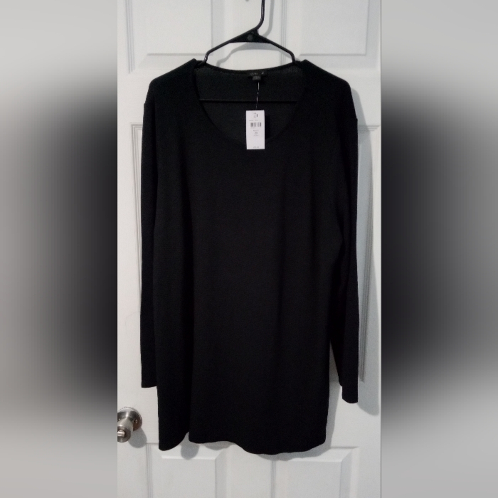 J. Jill Black Textured Long Sleeve Top